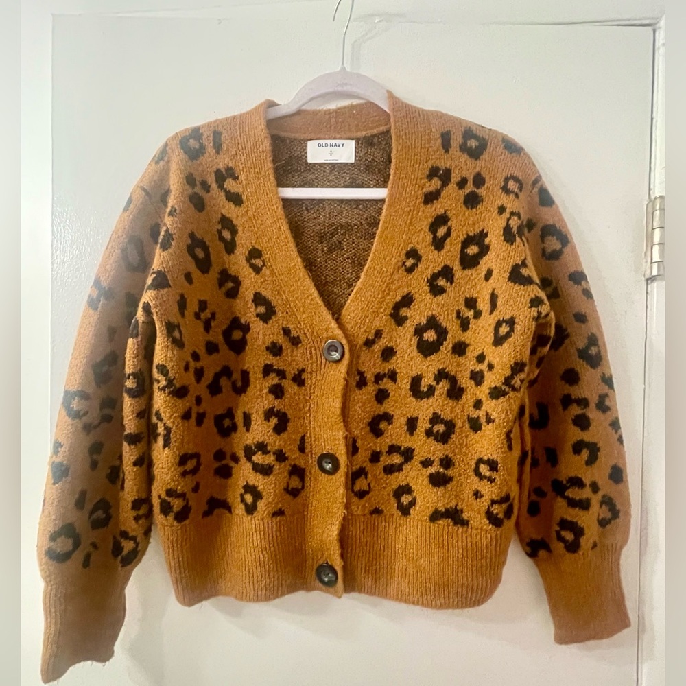 Brown Leopard Print Button-Front Cardigan
